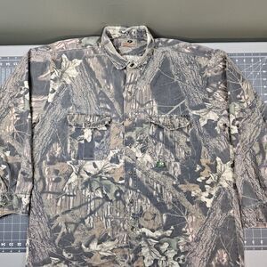 Mossy Oak Camo Safari Shirt XL Work Outdoors Realtree Hunting Grunge Y2K Twill